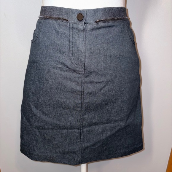 WORTH‎ NEW YORK Gray removable zipper Belt dark gray A-Line Mini Skirt Size 2 - Picture 3 of 10